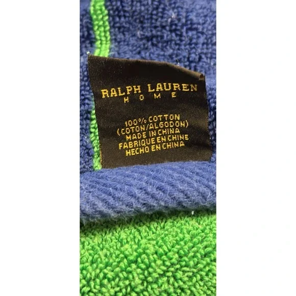 Vintage Ralph Lauren Home Beach Towel Stripe Blue Green Red Pony 34x69" - Picture 4 of 7